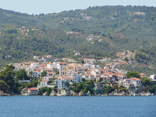 Cidade Nomeada Skiathos Situada Skiathos Que Uma Das Ilhas Gregas — Fotografia de Stock