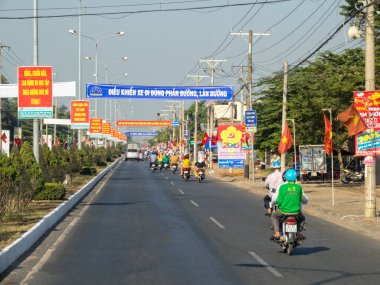 Ana yoldaki Mornig trafiği - Long Xuyen, Vietnam