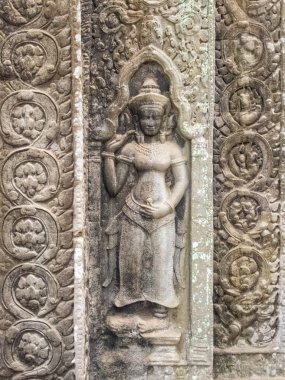 Ta Prohm Tapınağının Duvarında Devata - Siem Reap, Kamboçya