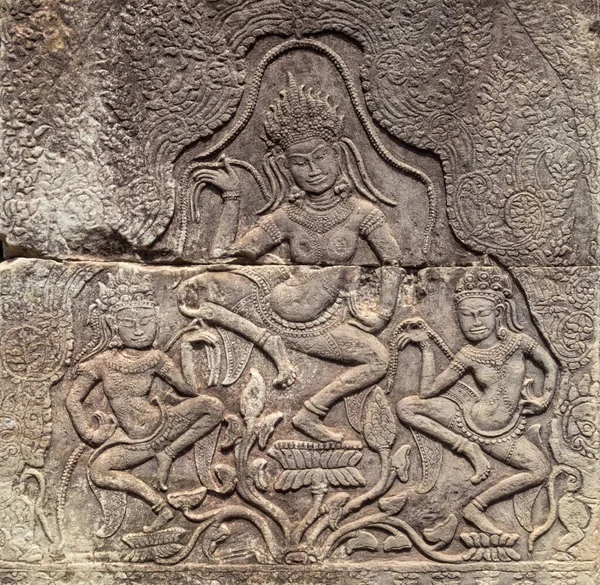 Dancing Apsaras Γυναικεία Πνεύματα Στο Angkor Thom Siem Reap Καμπότζη — Φωτογραφία Αρχείου