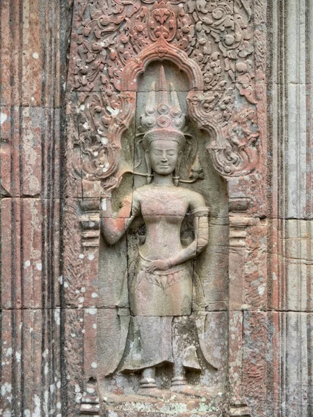 Devata Parede Templo Prohm Siem Reap Camboja — Fotografia de Stock