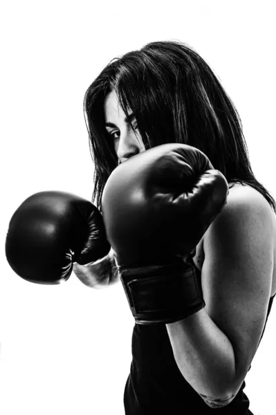 Combat girl in black and white — Stock Photo, Image