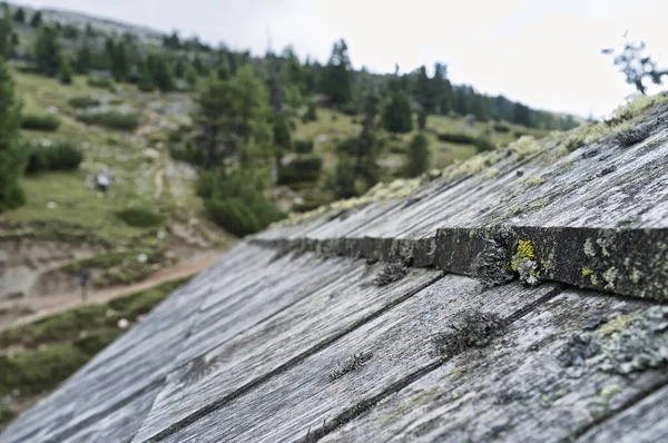 Detail Old Wooden Roof Mountain Hut — Stock Photo, Image