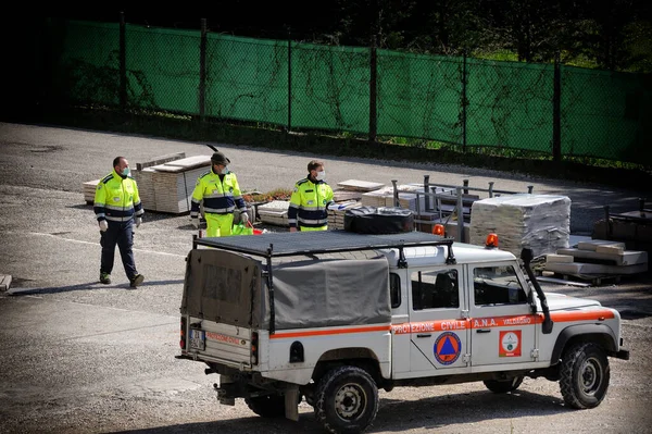 April 2020 Cornedo Vicentino Italy Italian Civil Defence Volunteer Veneto — Stock Photo, Image