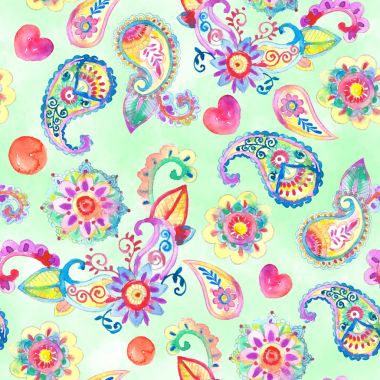 Sulu Boya Pezli çiçek Seamless Modeli