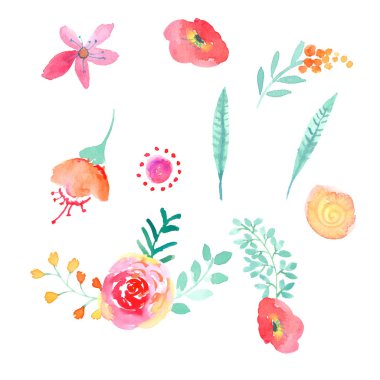 Suluboya el boyalı gül çiçek