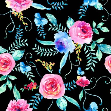 Suluboya el boyalı gül çiçek