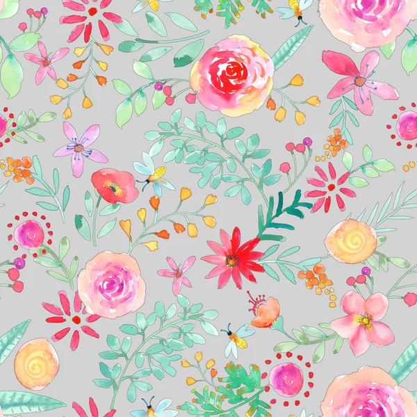 Akvarell handmålade ros sömlös blommönster — Stockfoto