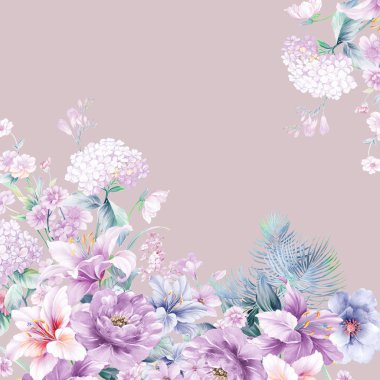 Mor suluboya çiçek gül