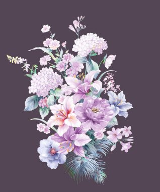 Mor suluboya çiçek gül