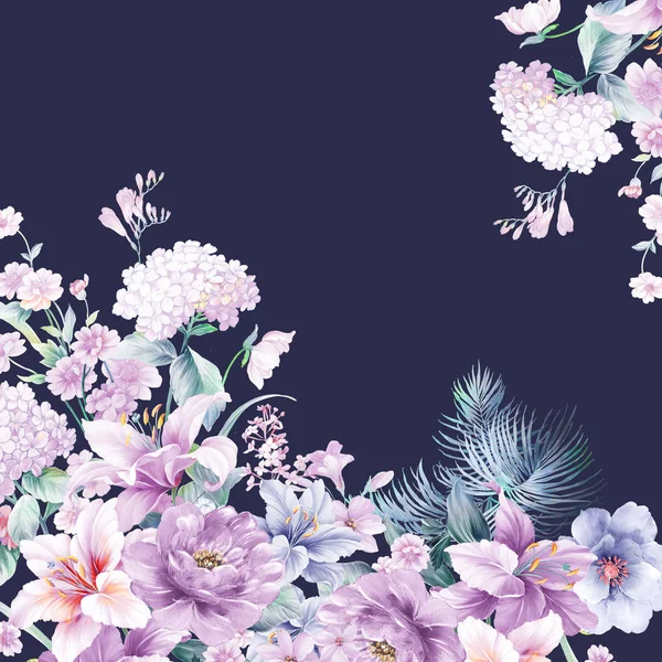 Фіолетова Акварельна Квітка Троянди — стокове фото