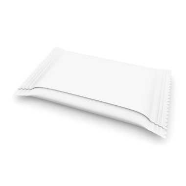 Boş paket şeker, tuz, biber, şeker ve diğer baharatlar, baharat ve ürünleri beyaz. 3D çizim