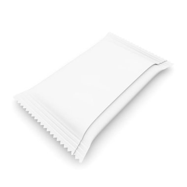 Boş paket şeker, tuz, biber, şeker ve diğer baharatlar, baharat ve ürünleri beyaz. 3D çizim