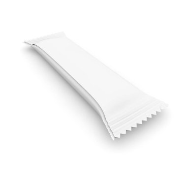 Boş paket şeker, tuz, biber, şeker ve diğer baharatlar, baharat ve ürünleri beyaz. 3D çizim