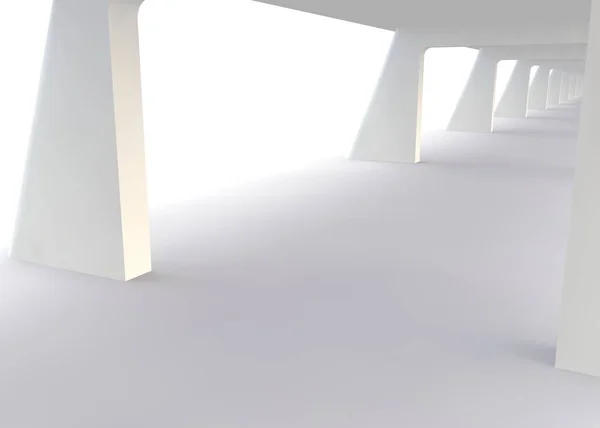 Streszczenie futurystyczny biały most. renderowania 3D — Zdjęcie stockowe