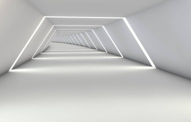 Boşluklar, bir yansıtıcı zemin ve tavan ile soyut tünel