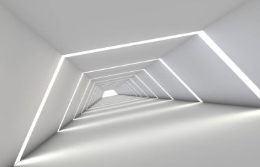 Boşluklar, bir yansıtıcı zemin ve tavan ile soyut tünel