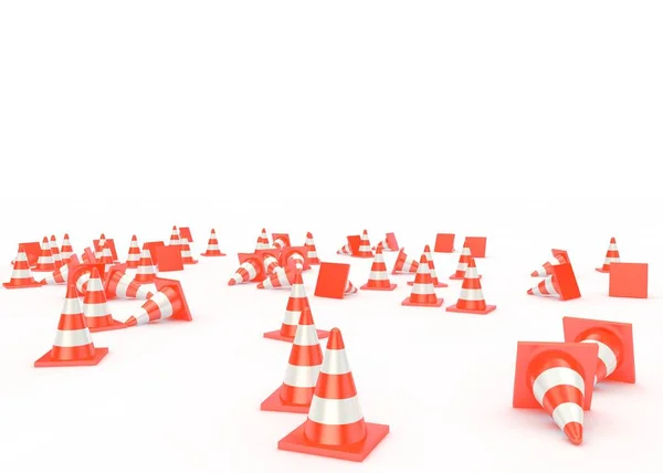 Orange traffic cones with white stripes — Stock Photo, Image