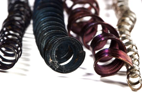 Wióry metalowe z tokarki — Zdjęcie stockowe