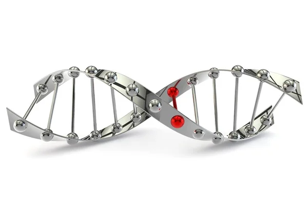 Estrutura de DNA em um fundo isolado branco deitado no chão — Fotografia de Stock