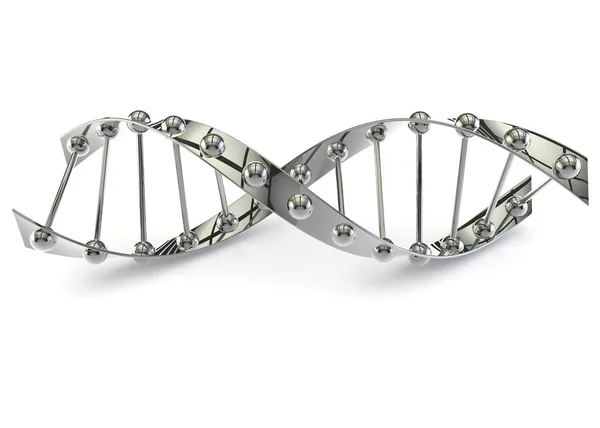 바닥에 누워 흰색 절연 배경에 Dna 구조 — 스톡 사진