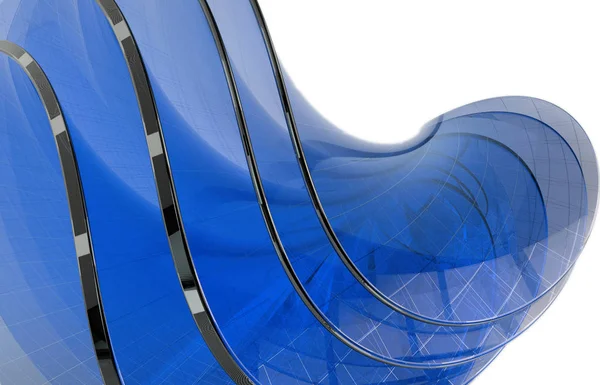 Abstrait futuriste fond bleu verre formes géométriques — Photo