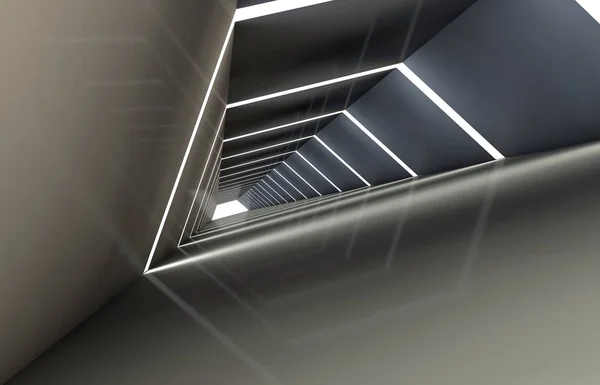 Abstraktní tunel s mezerami, s reflexní podlahy a stropu — Stock fotografie