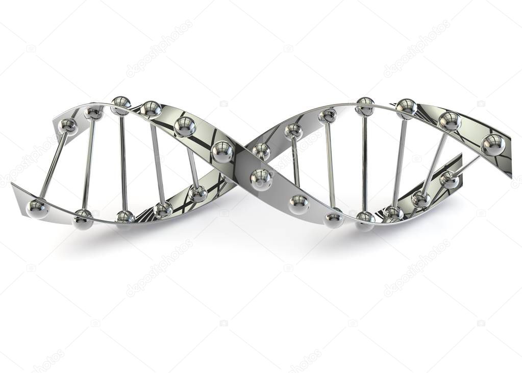 DNA structure on a white isolated background lying on the floor