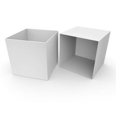 Ürün ve ürünler beyaz izole arka planda beyaz boş kutu