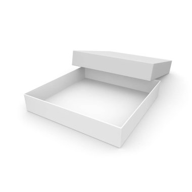 Ürün ve ürünler beyaz izole arka planda beyaz boş kutu