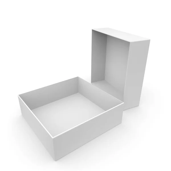 Біла порожня коробка для продуктів і товарів на білому ізольованому фоні — стокове фото