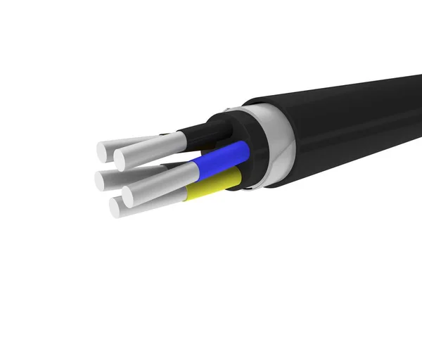 Model kabla 5 core aluminium w warkocz gumy na białym tle na białym tle — Zdjęcie stockowe