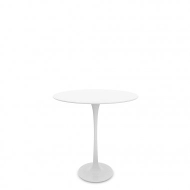 Uzun bacak masaya. Tasarımınız için boş alan var. Arka plan beyaz izole