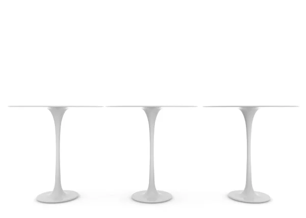 Три столика на длинной ноге. Существует свободное пространство для вашего дизайна. Белый изолированный фон — стоковое фото