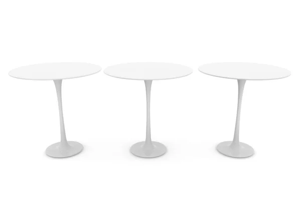 Tre tavoli su una gamba lunga. C'è spazio libero per il vostro design. Bianco sfondo isolato — Foto Stock