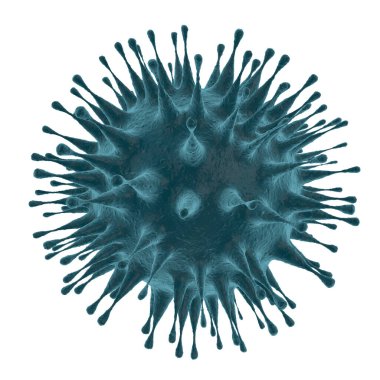 İnsan vücudunda COVID-19 virüsü. İzole edilmiş beyaz arka plan. 3B illüstrasyon