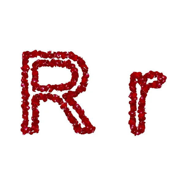 Letter Gemaakt Van Rode Rozenblaadjes Geïsoleerde Witte Achtergrond — Stockfoto
