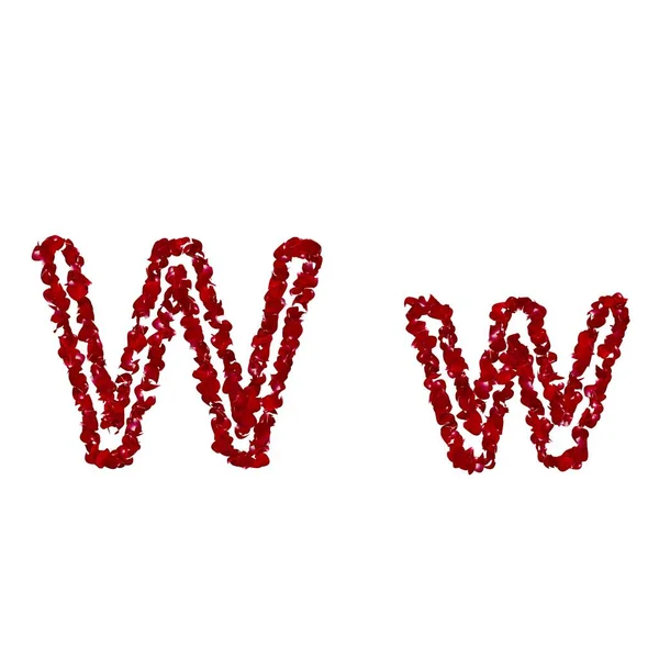 Буква Сделана Красных Лепестков Роз Изолированный Белый Фон — стоковое фото