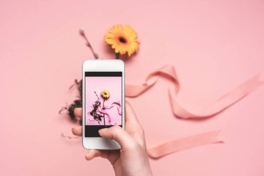Akıllı telefondan fotoğraf çekiyor.