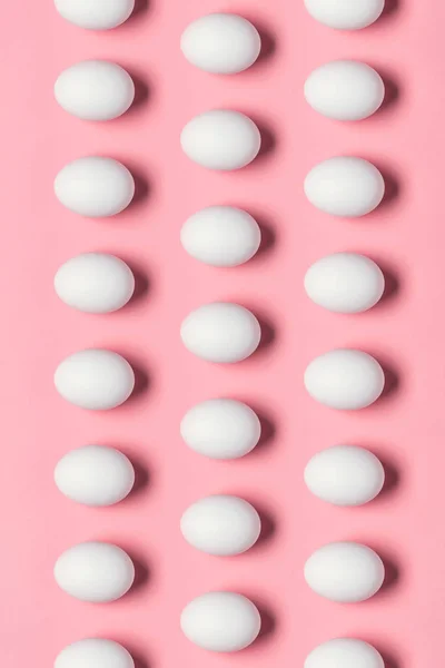 Filas de huevos blancos — Foto de Stock