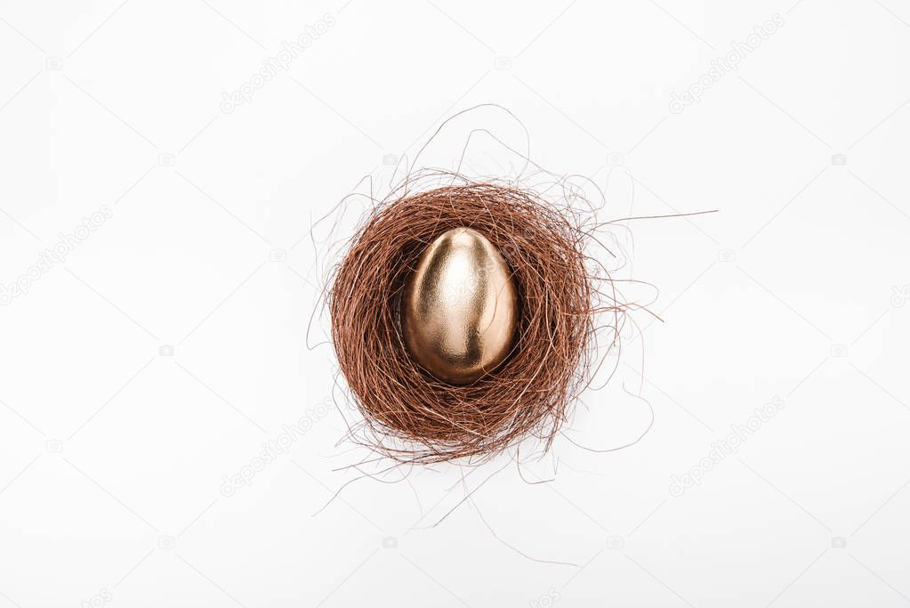 Golden Easter egg in nest 