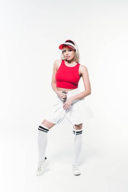 Tenis raketi ile şık kadın