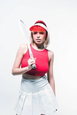 spor tenis raketi ile kadında
