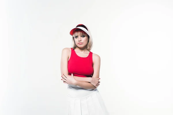 Blond kvinna i tennis sportkläder — Gratis stockfoto