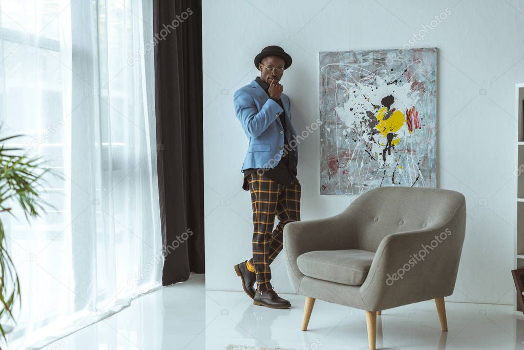 african american man in checkered pants