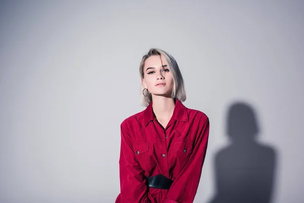 Girl in red trendy clothes — Stock Photo, Image