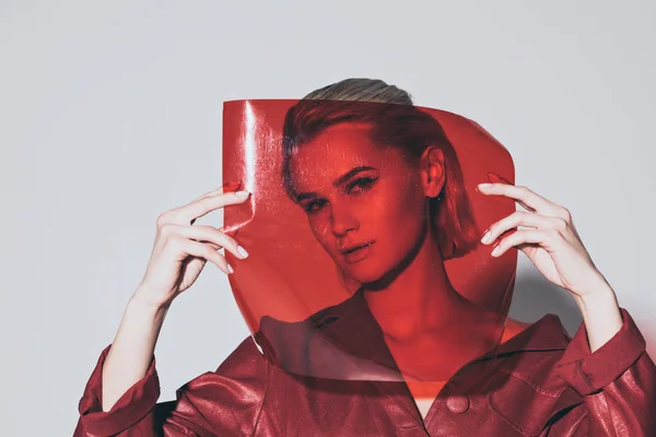 Girl with red filter — Stock Photo, Image