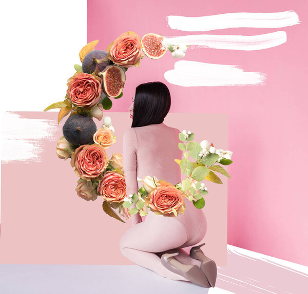 girl in bodysuit and high heeled shoes