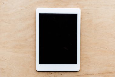 bir tablet üzerinde ahşap masa kapalı Üstten Görünüm