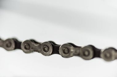 close up of bicycle metal chain on white clipart